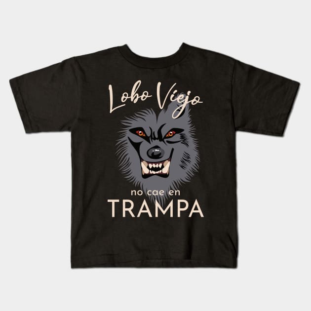 Lobo Viejo Kids T-Shirt by Tiro1Linea